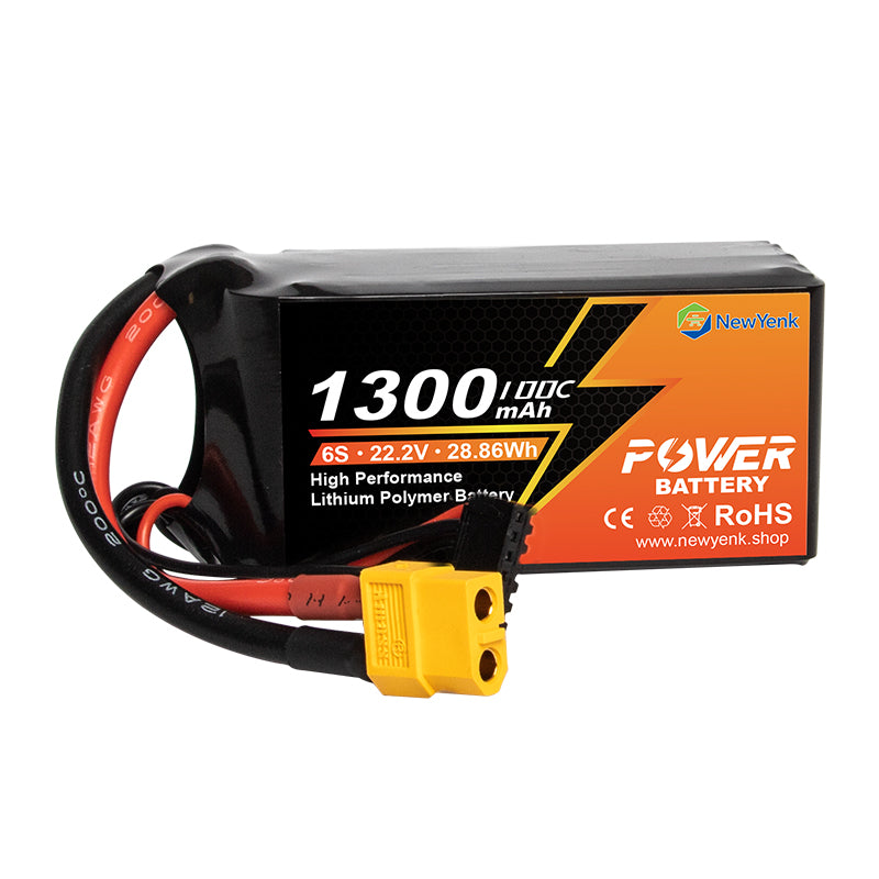 Yattox 6S 1300mAh 22.2V 100C FPV With XT60 100% LCO Lipo Battery