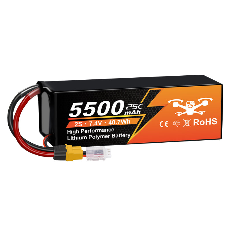 NewYenk 2S 5500mAh 7.4V 25C With EC5 100% LCO LiPo Battery