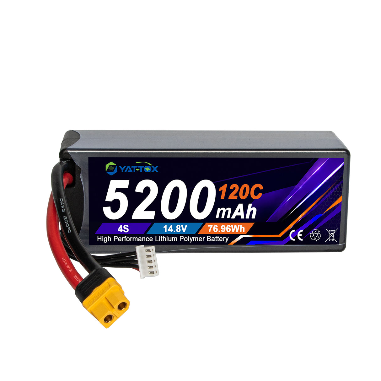 14.8V 4S 5200mAh 120C 4S1P 100%LCO Hardcase Lipo Battery