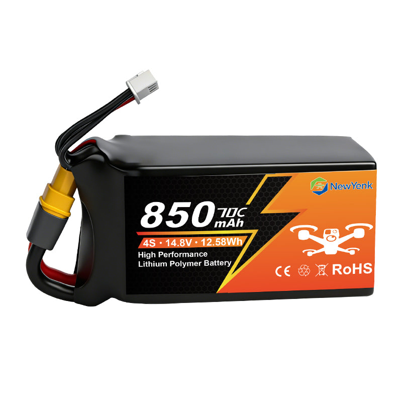 Yattox 4S 850mAh 70C 100% LCO Lipo Battery with XT60/XT30