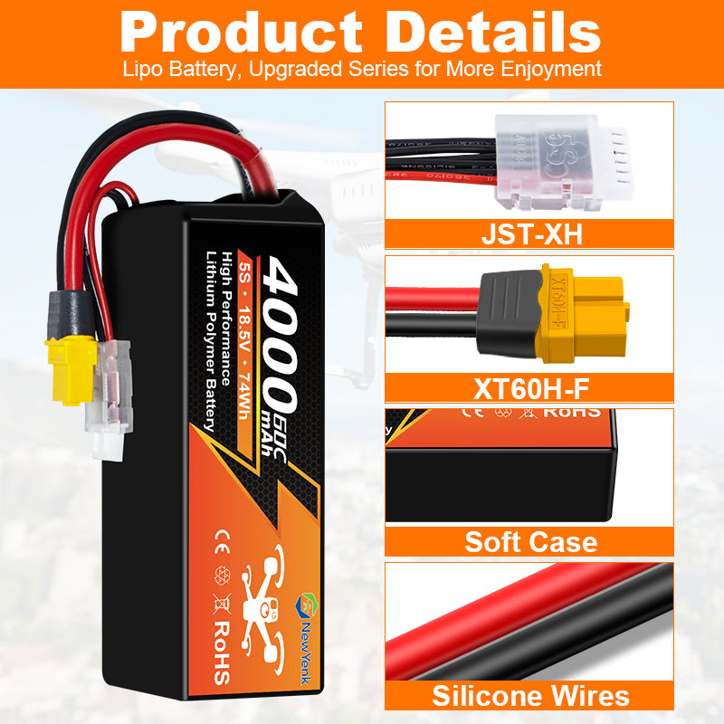 Yattox 5S 4000mAh 60C 100% LCO Lipo Battery with XT90