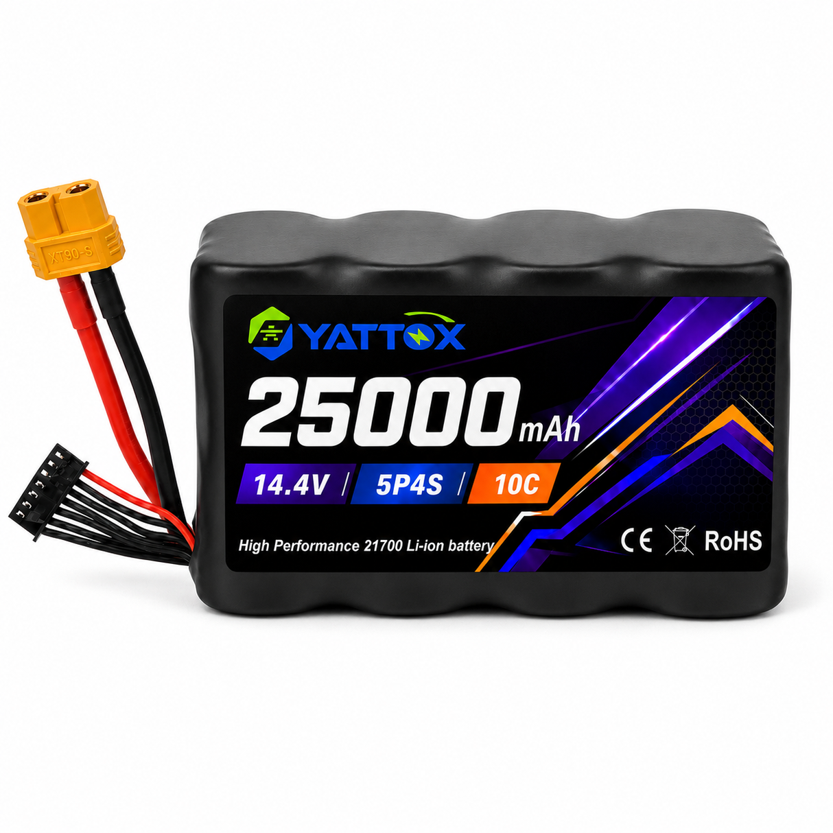 Yattox 4S5P 14.4V 25000mAh 10C 21700 Li-ion Battery