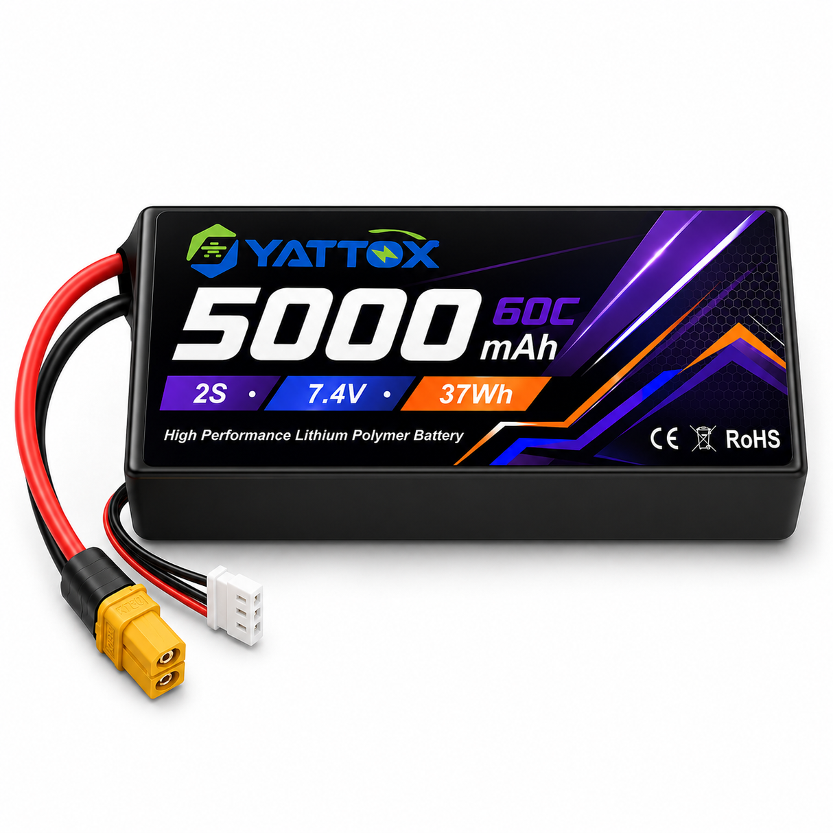 Yattox 2S 5000mAh 60C 100%LCO Lipo Battery