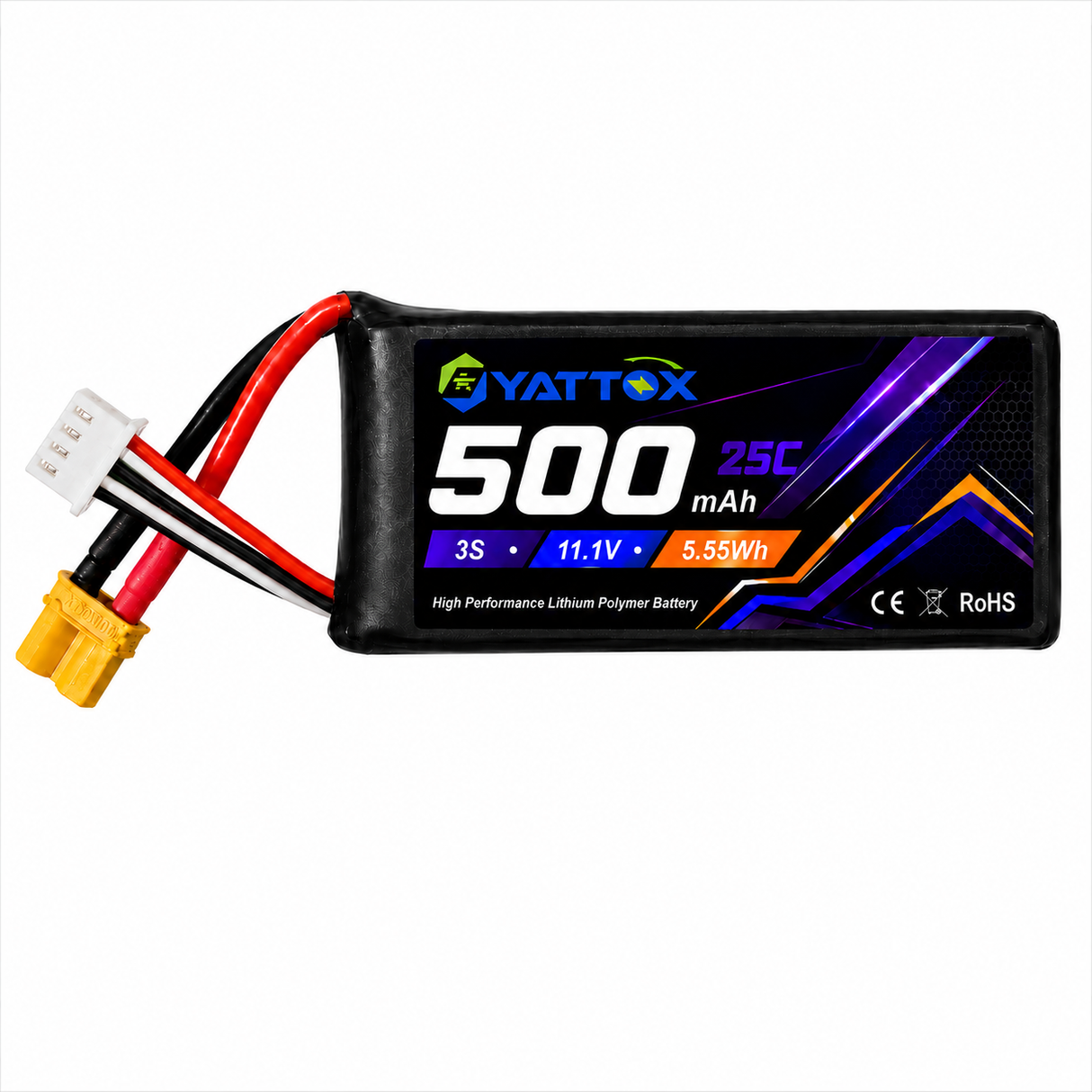 Yattox 3S 500mAh 25C 100%LCO Lipo Battery With XT30U