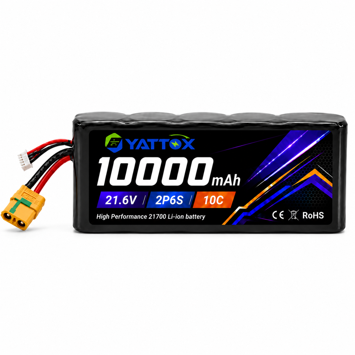 Yattox 6S2P 21.6V 10000mAh 21700 10C Li-ion Battery With XT60/XT90