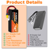 NewYenk 4S 1300mAh 14.8V 100C with XT60 100% LCO LiPo Battery