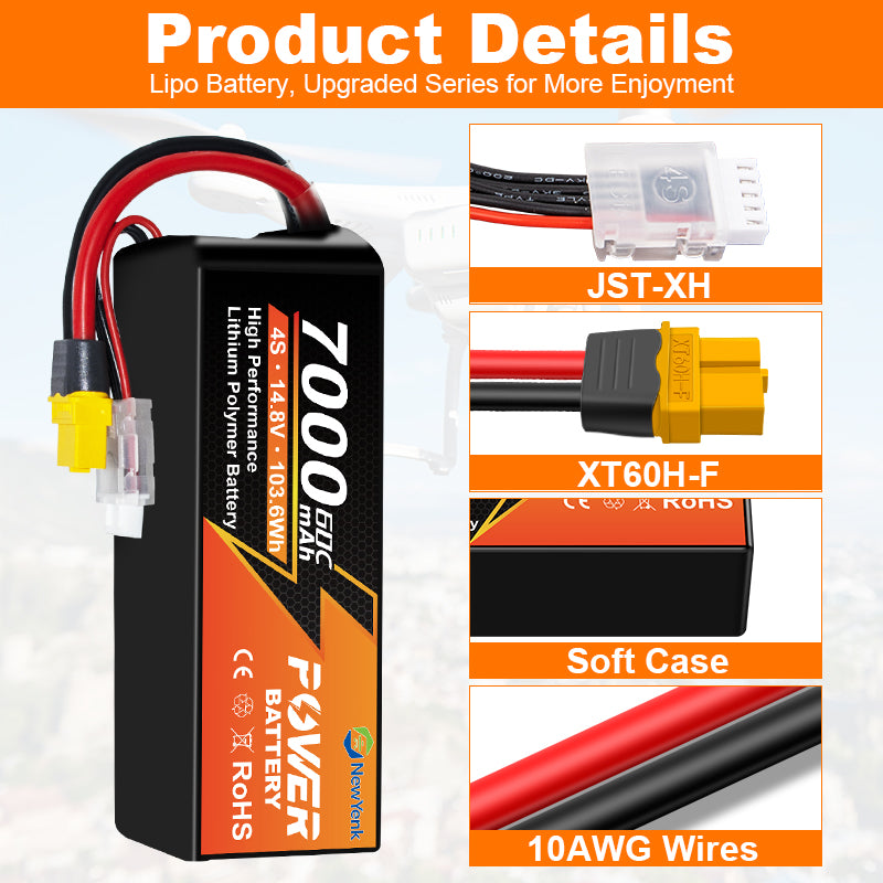 Yattox 4S 7000mAh 60C 100%LCO Lipo Battery