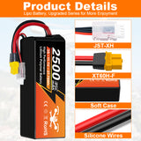 NewYenk 3S 2500mAh 11.1V 35C with EC3 100% LCO LiPo Battery