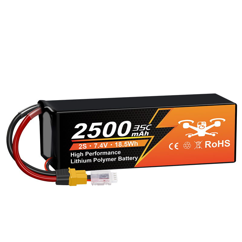 NewYenk 2S 2500mAh 7.4V 40C with XT60 100% LCO LiPo Battery for FPV Drones & RC Planes