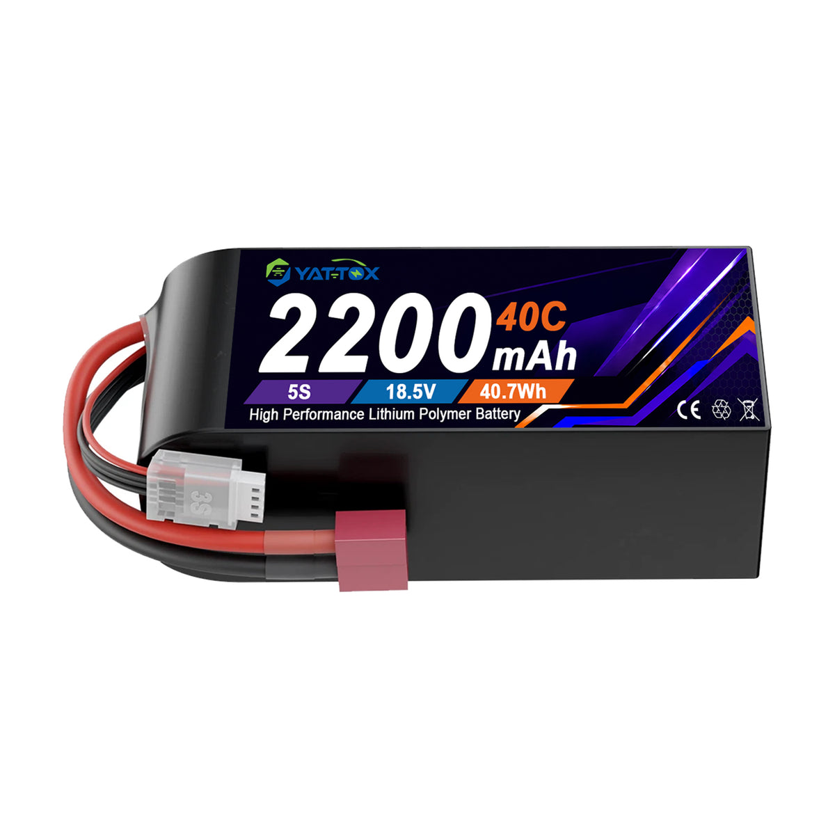 Yattox 5S 2200mAh 18.5V 40C With XT60/EC3 100% LCO LiPo Battery