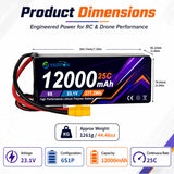 Yattox  6S 12000mAh 25C 300A Continuous current 100%LCO Lipo Battery
