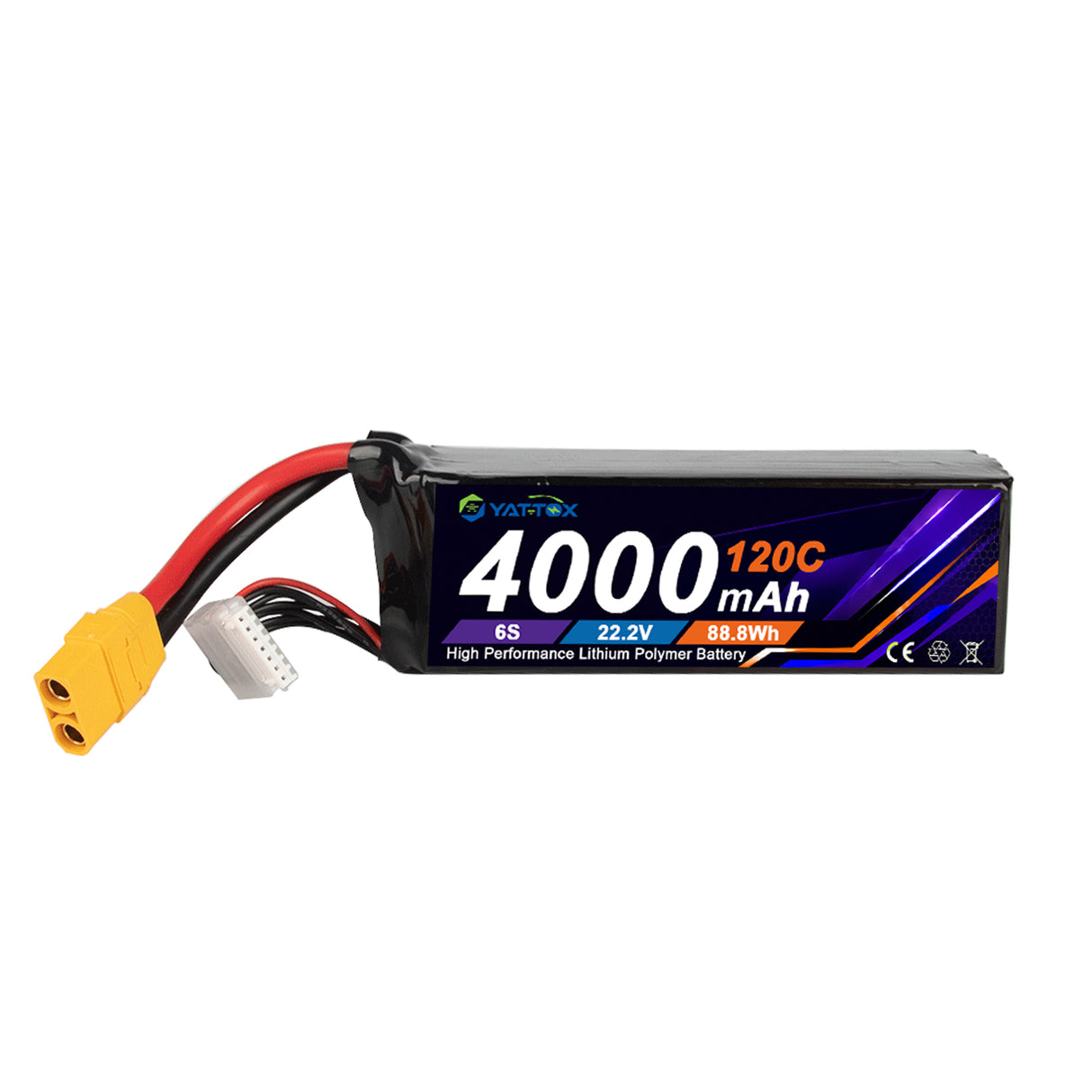 Yattox 6S 4000mAh 120C 100%LCO Lipo Battery