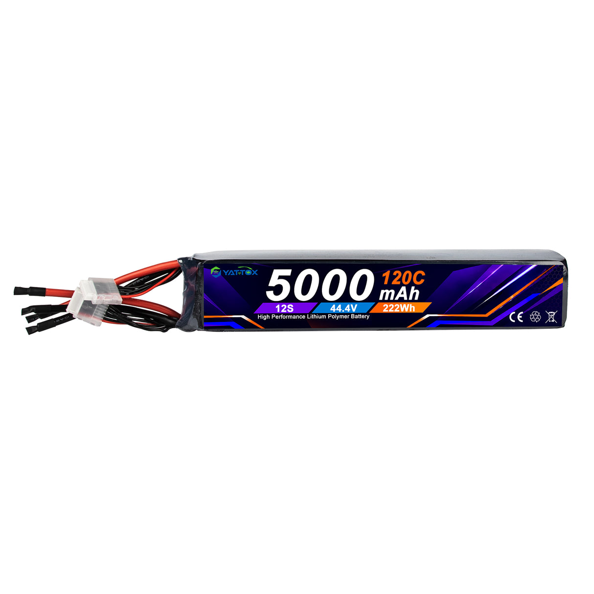Yattox 12S 5000mah 120C 100% LCO Lipo Battery Stick Pack  No Connector