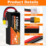 NewYenk 4S 1500mAh 14.8V 100C with XT60 100% LCO LiPo Battery