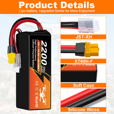 NewYenk 5S 2200mAh 18.5V 35C With XT60/EC3 100% LCO LiPo Battery