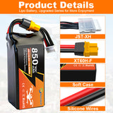 Yattox  4S 850mAh 70C 100% LCO Lipo Battery with XT60/XT30