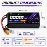 Yattox 8S 10000mAh 29.6V 25C With EC5/XT90 LiPo Battery
