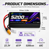 Yattox 4S 5200mAh 60C 100%LCO Lipo Battery