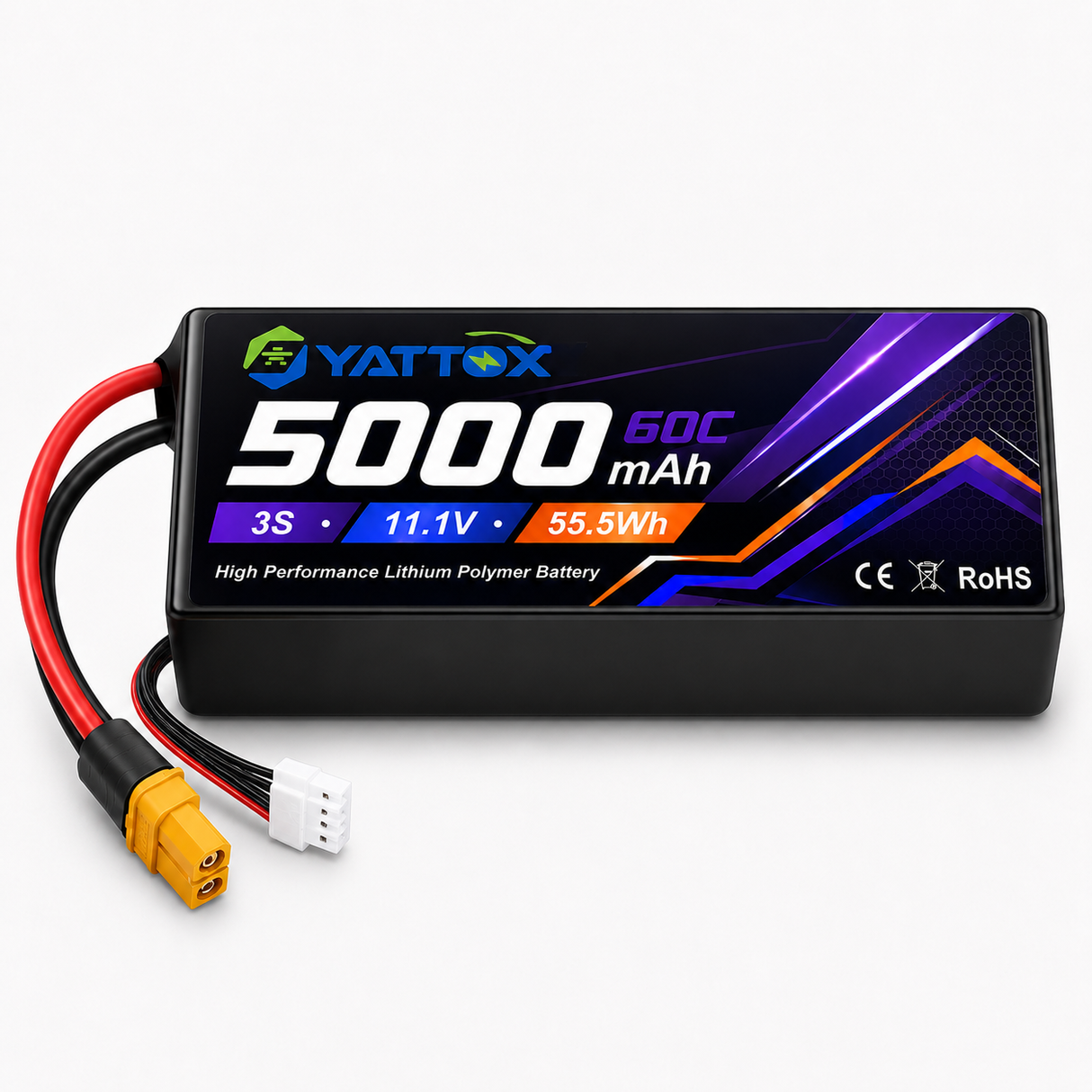 Yattox  3S 5000mAh 11.1V 60C With XT60 Plug 100% LCO LiPo Battery