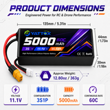 Yattox  3S 5000mAh 11.1V 60C With XT60 Plug 100% LCO LiPo Battery