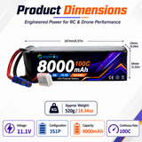 Yattox 3S 8000mAh 100C 100%LCO Lipo Battery