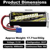 Yattox 3S 6000mAh 60C （Burst 120C）Lipo Battery with EC5  100% LCO Material