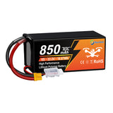 Yattox 6S 850mah 70C 100% LCO Lipo Battery with Xt30/XT60