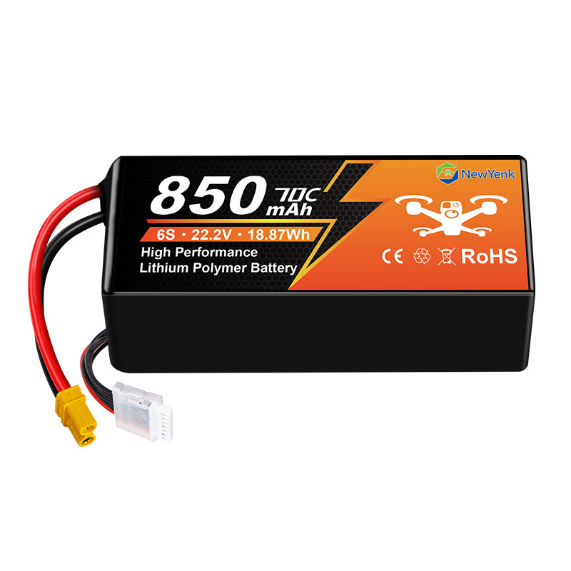 Yattox 6S 850mah 70C 100% LCO Lipo Battery with Xt30/XT60