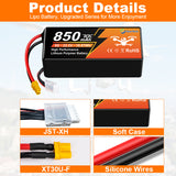 Yattox 6S 850mah 70C 100% LCO Lipo Battery with Xt30/XT60