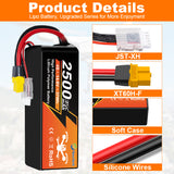 NewYenk 4S 2500mAh 14.8V 40C With XT60 100% LCO LiPo Battery