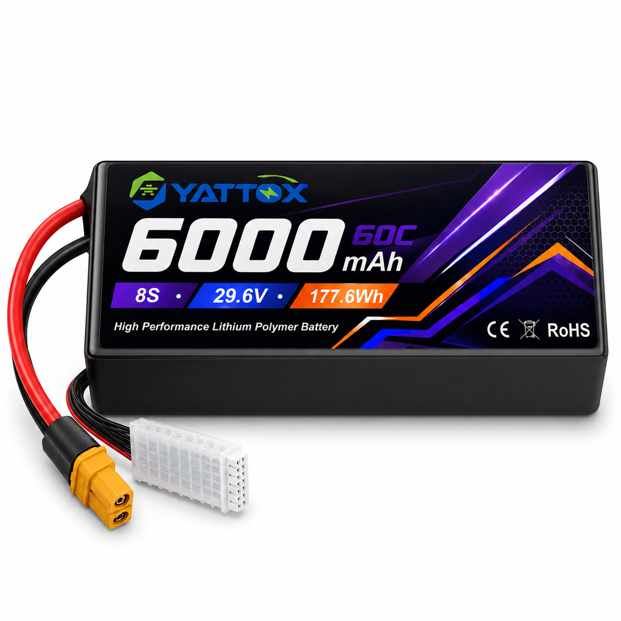 Yattox 8S 6000mAh 29.6V 60C With EC5/XT60 100% LCO LiPo Battery