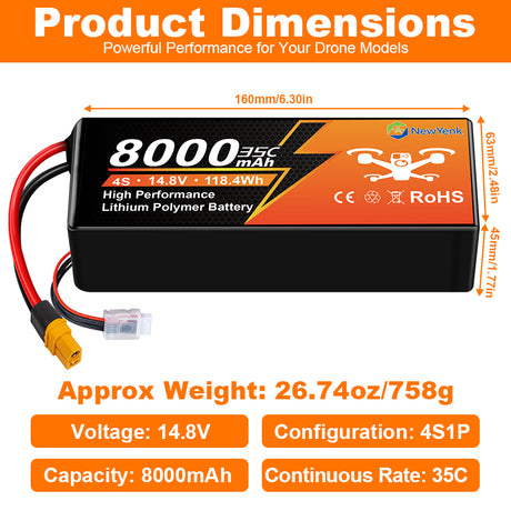 Yattox 4S 8000mAh 35C Lipo Battery