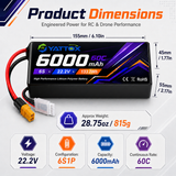 Yattox 6000mAh 6S 60C 100% LCO Lipo Battery With XT60/XT90/EC5 Plug