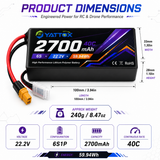 Yattox 2S-6S 2700mAh 40C XT60 100%LCO Lipo Battery