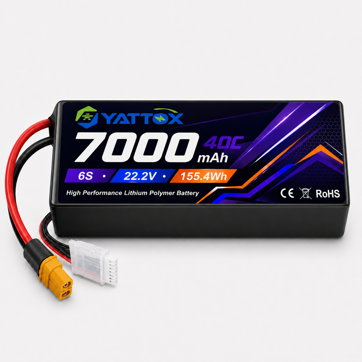 Yattox 6S 7000mAh 22.2V 60C/40C With XT60 100% LCO LiPo Battery
