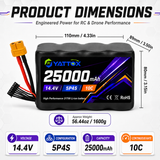 Yattox 4S5P 14.4V 25000mAh 10C 21700 Li-ion Battery