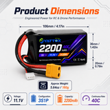 NewYenk 3S 2200mAh 11.1V 40C with XT30/XT60 100% LCO LiPo Battery