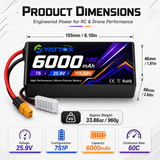 Yattox 7S 6000mAh 25.9V With EC5/XT90 60C 100% LCO LiPo Battery
