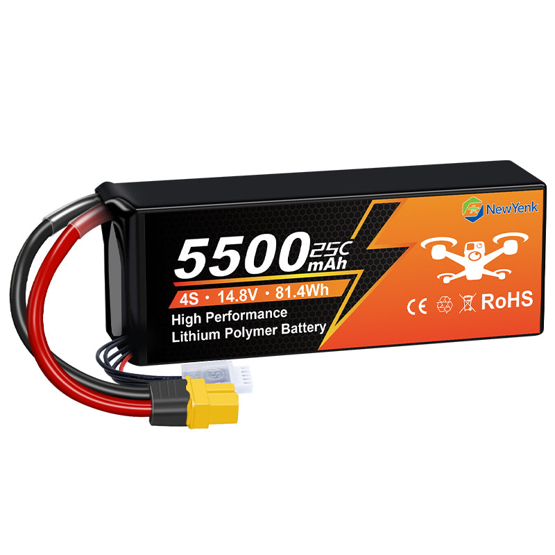 NewYenk 4S 5500mAh 14.8V 25C With EC5 100% LCO LiPo Battery