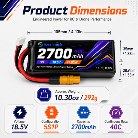 Yattox 5S 2700mAh 40C 100%LCO  Lipo Battery
