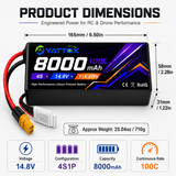 Yattox 4S 8000mAh 100C 100% LCO Lipo Battery