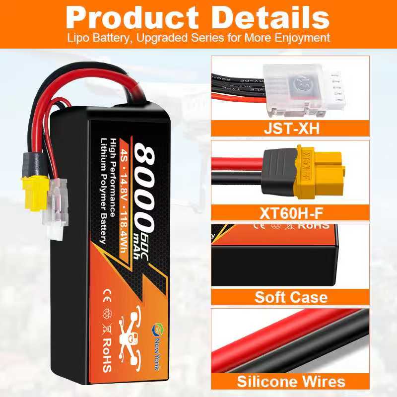 Yattox  4S 8000mAh 60C with XT60 100% LCO Lipo Battery