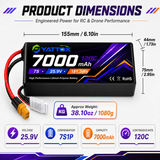 Yattox 7S 7000mAh 25.9V 120C With EC5/XT90 100% LCO LiPo Battery