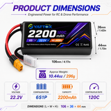 NewYenk 6S 2200mAh 22.2V 120C With XT60 Plug 100% LCO LiPo Battery