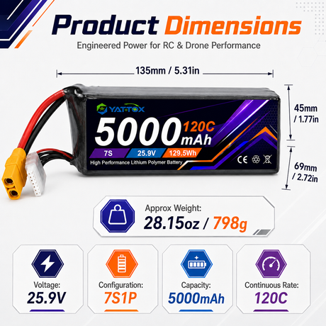 Yattox 7S 5000mAh 120C 100%LCO Lipo Battery